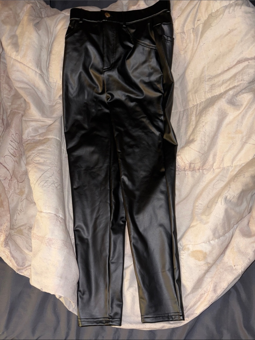 SHEIN Black Faux Leather Skinny Pants